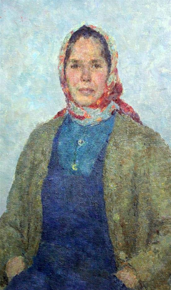 Grigori Tseitlin (Russian b.1911) Farm woman 30 x 18.5in.